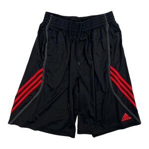 Adidas Shorts Mens Large Black Red Three Stripes Athletic Gym Running Y2K